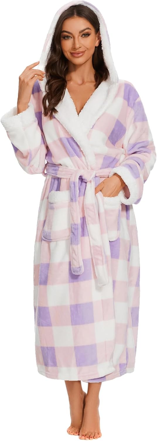 ccko Plush Robes For Women - Soft Warm Fleece Bathrobe