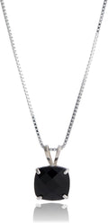 Cushion Cut Gemstone Necklace with 8mm Onyx Pendant for Women