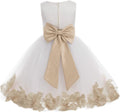 Ivory Tulle Rose Floral Petals Toddler Flower Girl Dress
