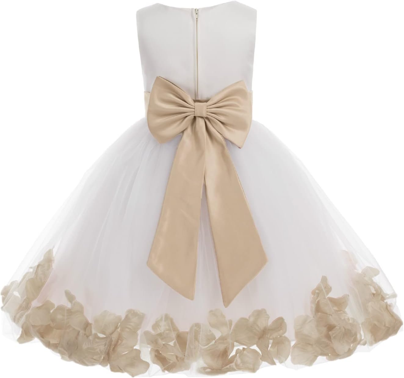 Ivory Tulle Rose Floral Petals Toddler Flower Girl Dress