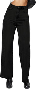 KDF Straight Leg Jeans for Women: High Waisted Frayed Pants