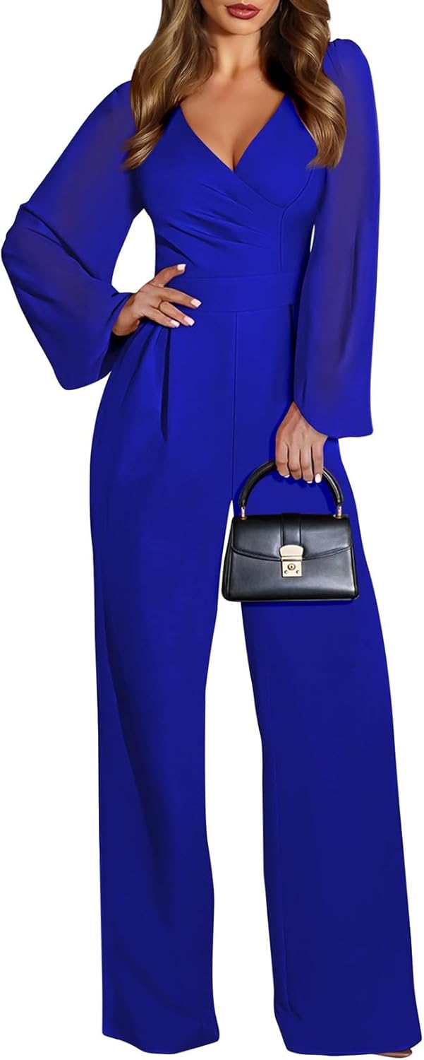 Pink Queen Jumpsuits for Women with Chiffon Sleeves and Pockets