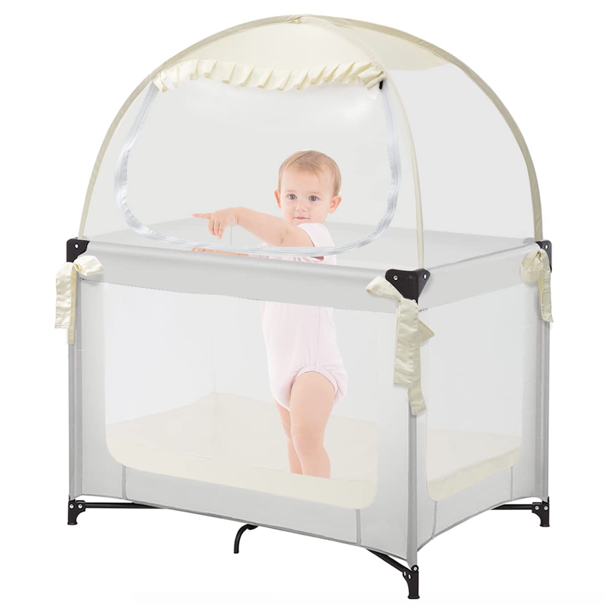 Pop Up Pack N Play Tent by L RUNNZER for Safe Sleep