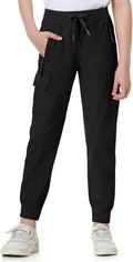 EXARUS Youth Girls Cargo Pants Joggers Slim Fit with Zip Pockets