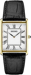 Seiko Essentials Watch for Men - Gold-Tone Rectangular Case