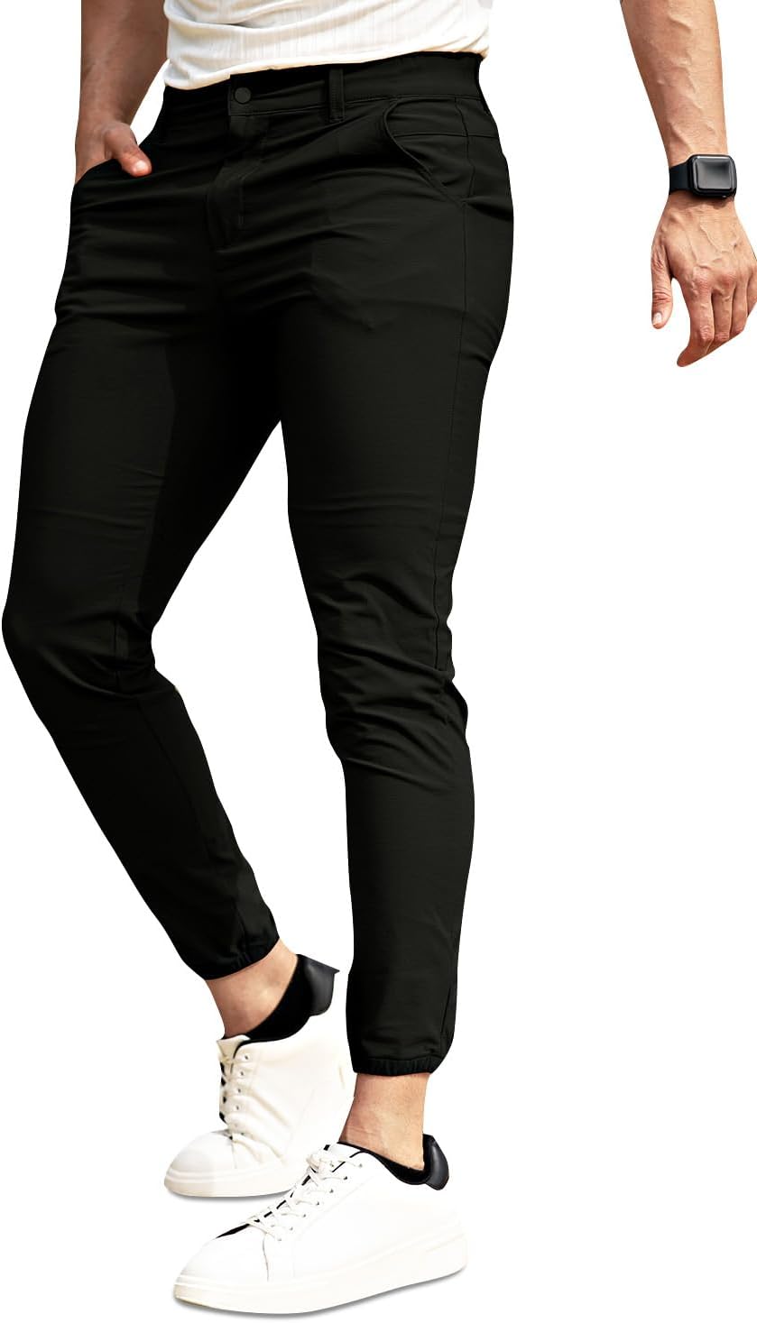 Men's 4-Way Stretch Slim Tapered Fit Golf Joggers for Comfort