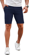 GINGTTO Mens Slim Fit Shorts 9ft Inseam Stretch Chino Shorts - Slim if