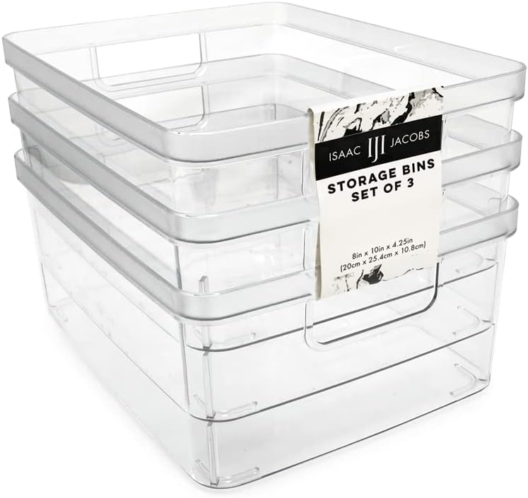 Clear Storage Bins for Home Organization - 3-Pack Medium Set
