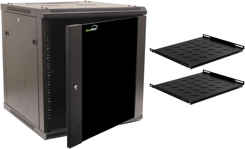 NavePoint 12U Wall Mount 19 Inch Server Cabinet Rack Enclosure