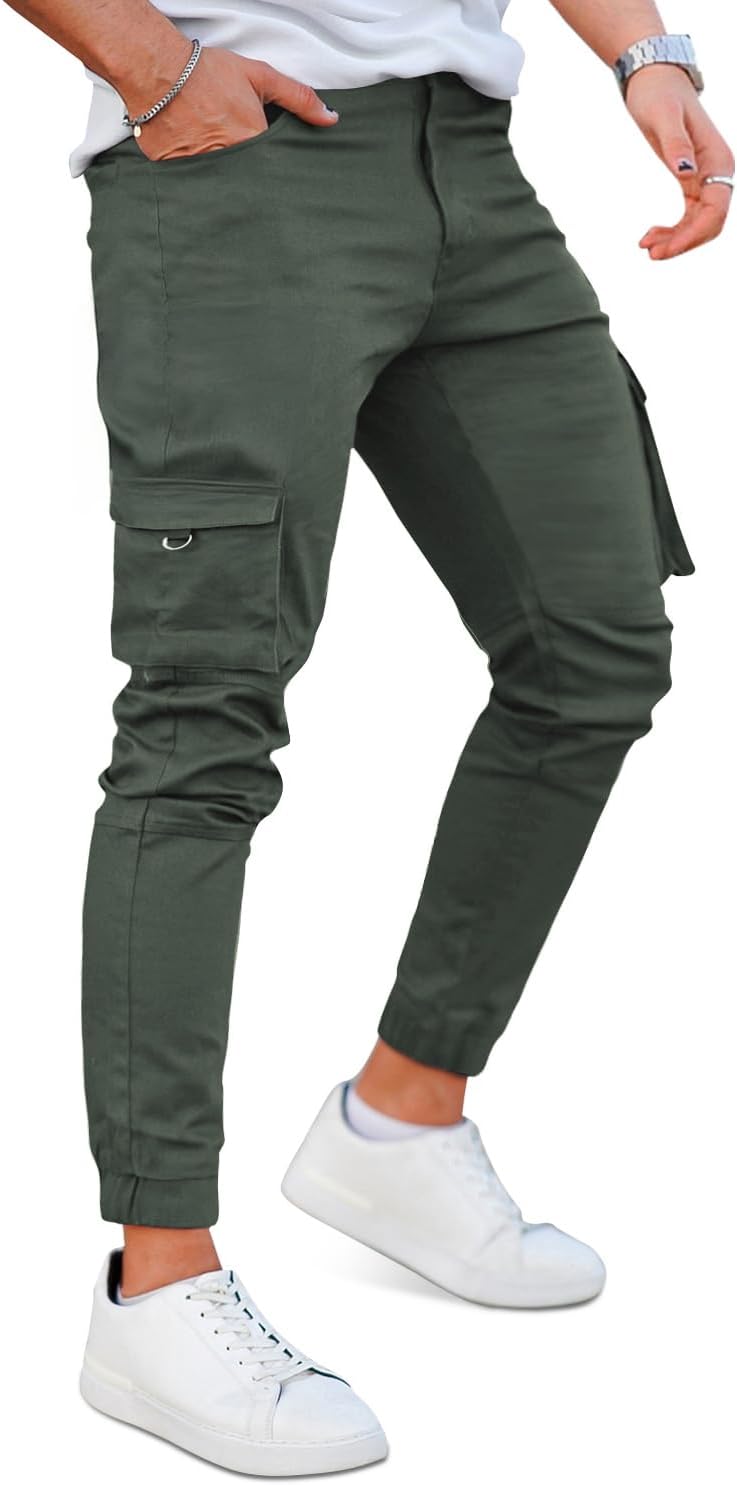 GINGTTO Mens Cargo Jogger Pants with Zipper Pockets and Comfort