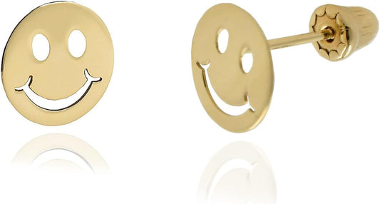 Boribta Real 14k Solid Yellow Gold Stud Earrings for All
