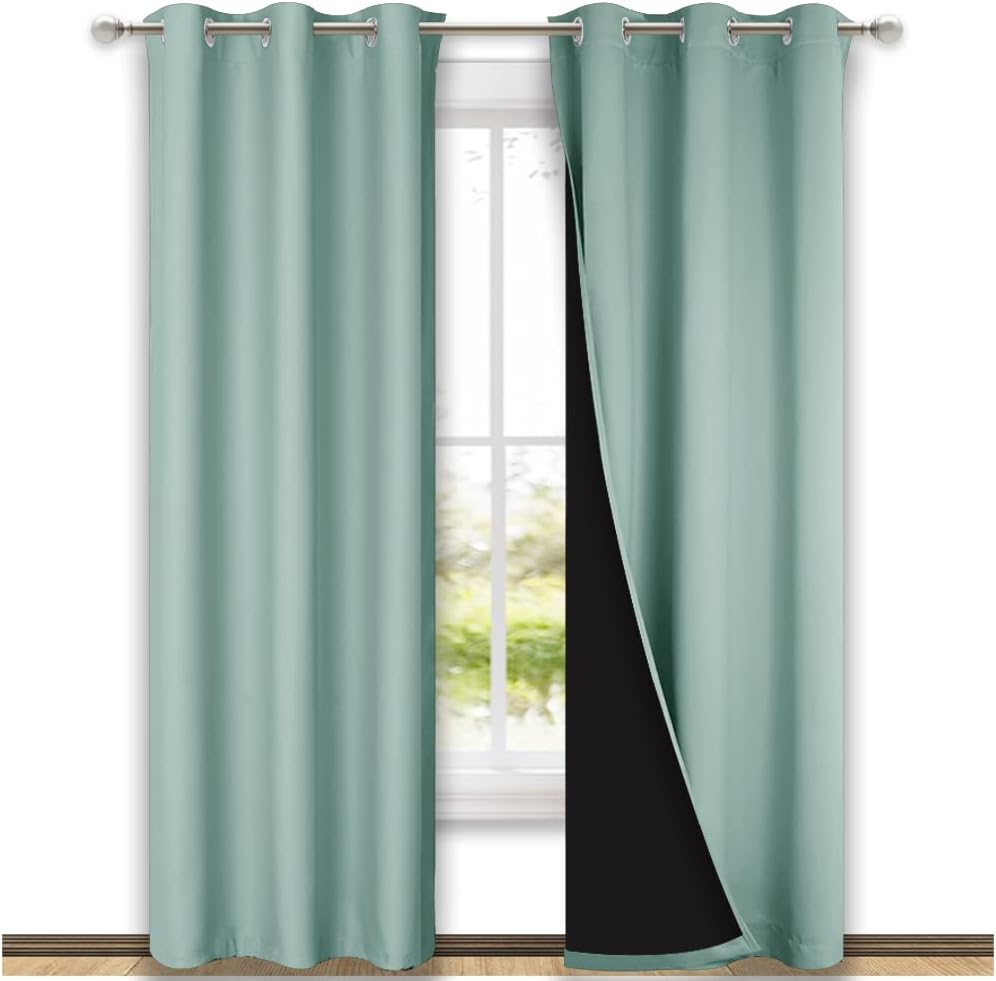 NICETOWN Aqua Blue Blackout Curtains for Complete Light Blocking
