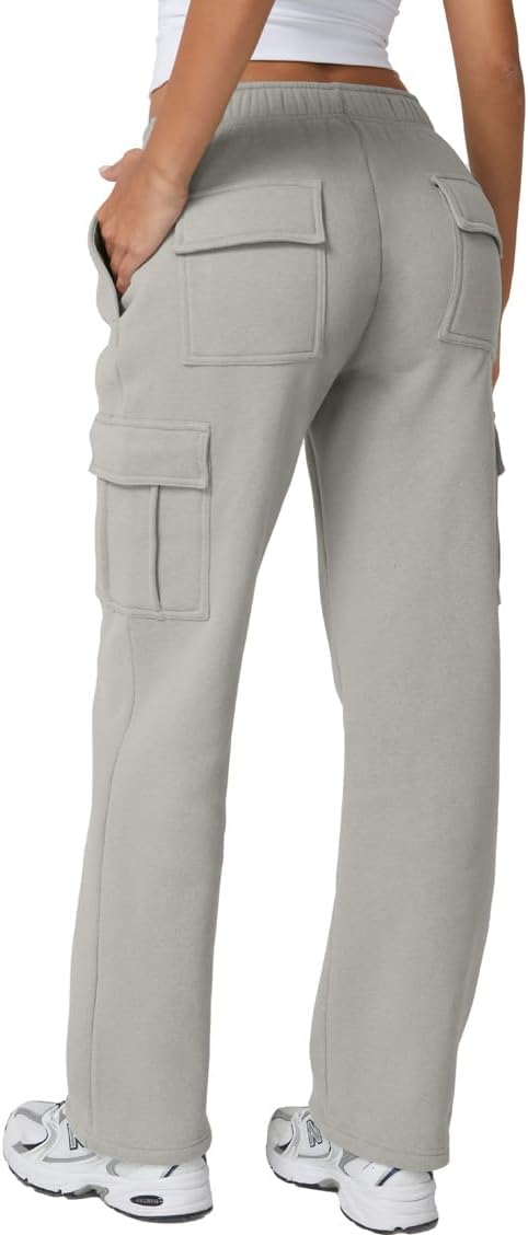 QINSEN Womens Medium Waist Baggy Elastic Waist Sweatpants