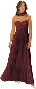 Strapless Bridesmaid Dresses with Scarf 2025 Pleated Long Chiffon Gown