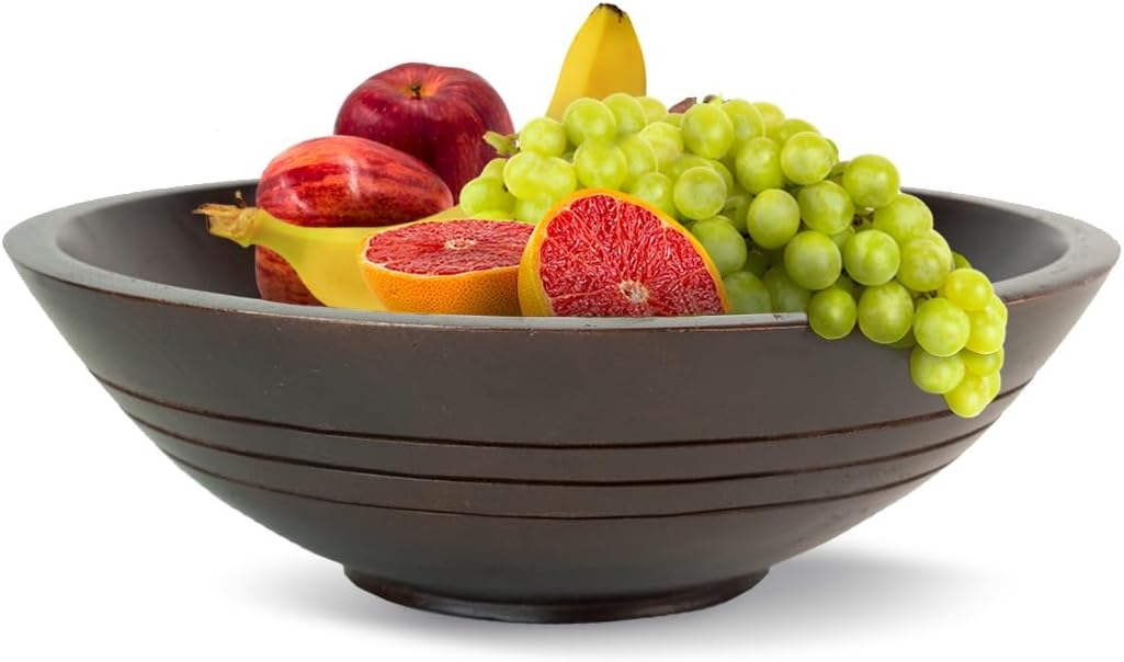 Folkulture Wooden Fruit Bowl for Kitchen Counter - 11 in Large
