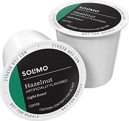 Solimo Light Roast Coffee Pods - Hazelnut Flavor, 100 Count