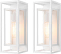 Classic Outdoor Wall Sconce 14in Matte White Pair - Waterproof Porch