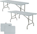 Set of 2 Folding Table 5 FT Camping Table Portable Heavy Duty Plastic