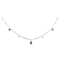 925 Sterling Silver Emerald Green CZ Drop Necklace 18in - Elegant