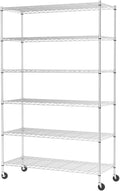 Wire Shelving Unit 48in x 18in x 82in - Heavy Duty Rolling Storage
