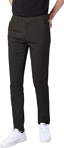 Plaid&Plain Men's Skinny Stretchy Khaki Pants for Stylish Comfort