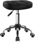 Black Minimalist Swivel Stool with Wheel - Height Adjustable Rolling