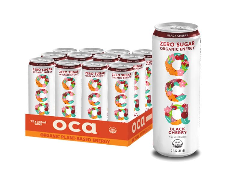 OCA ZERO Black Cherry Organic Energy Drink - Zero Sugar Refreshment