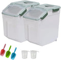 Large Flour Storage Container 2 Pack - Airtight 25LB Bins with Wheels