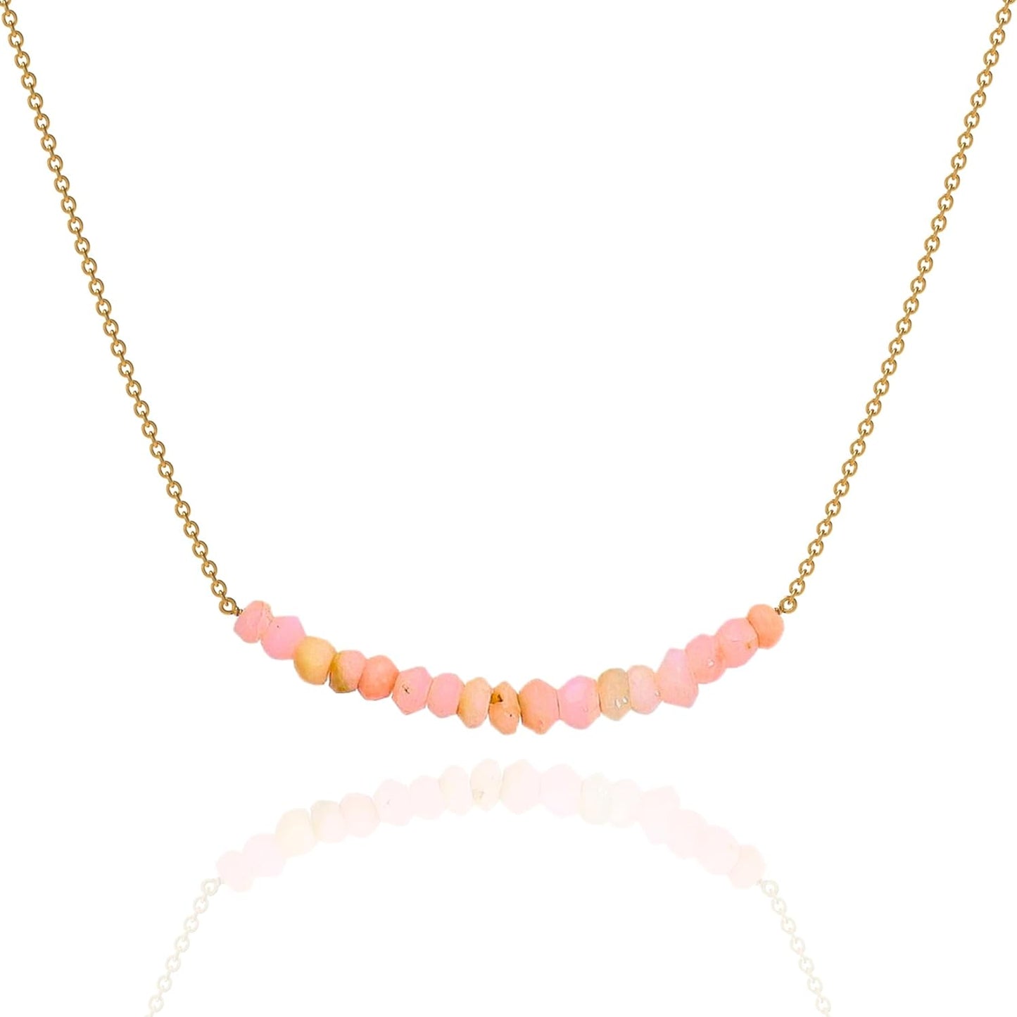 18K Gold Vermeil Beaded Natural Birthstone Bar Necklace