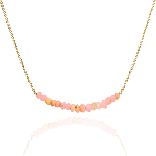 18K Gold Vermeil Beaded Natural Birthstone Bar Necklace