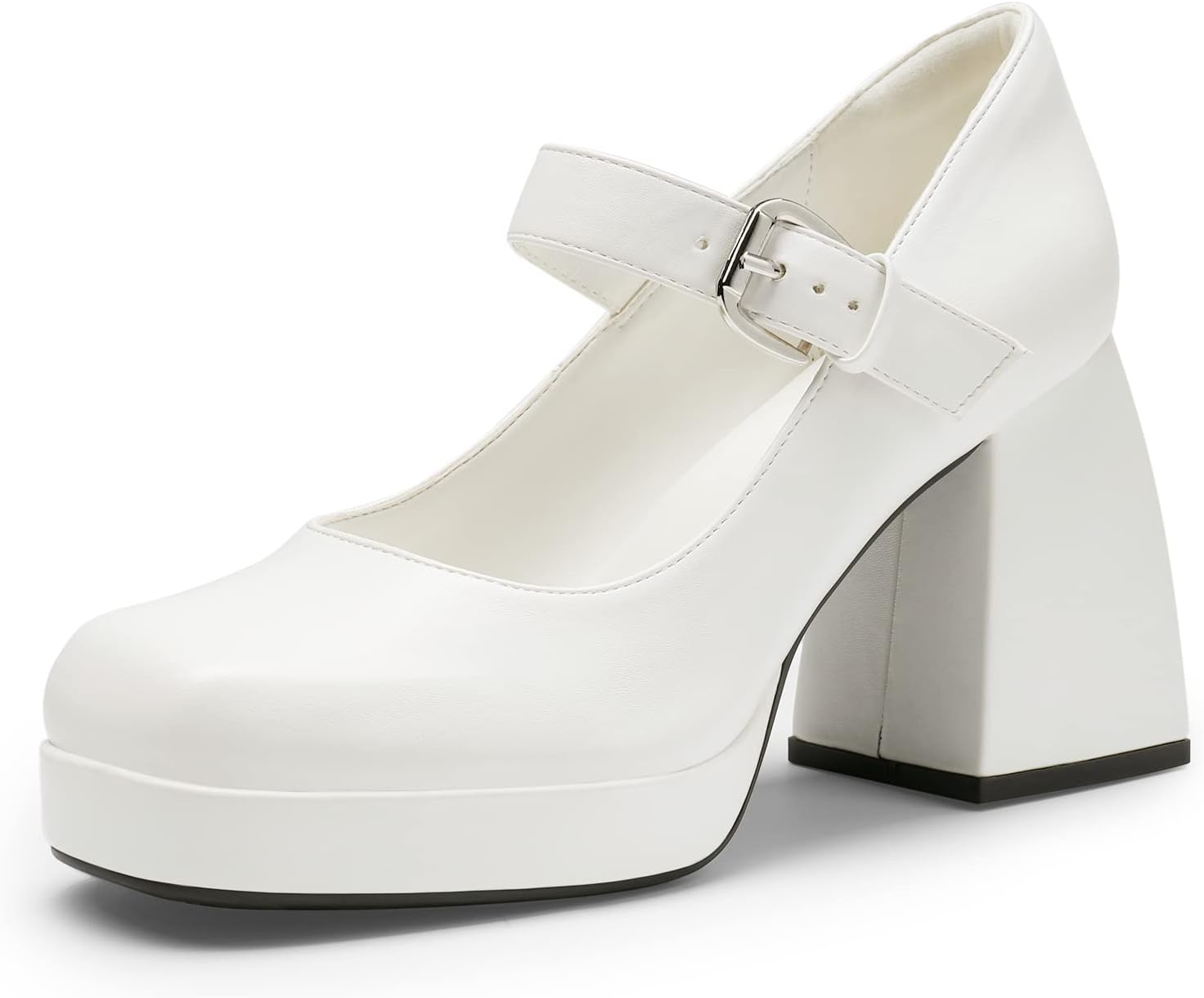 DREAM PAIRS Women's High Chunky Platform Closed Toe Mary Jane Heels