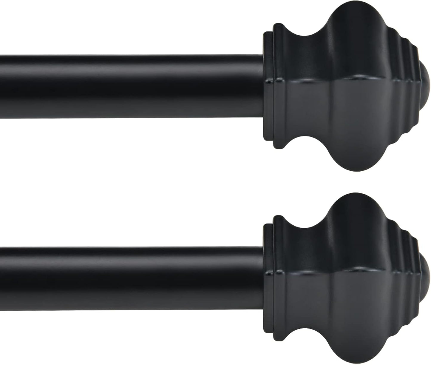 Set of 2 32-48 Black Curtain Rods - Heavy Duty for Bedroom & Living Room