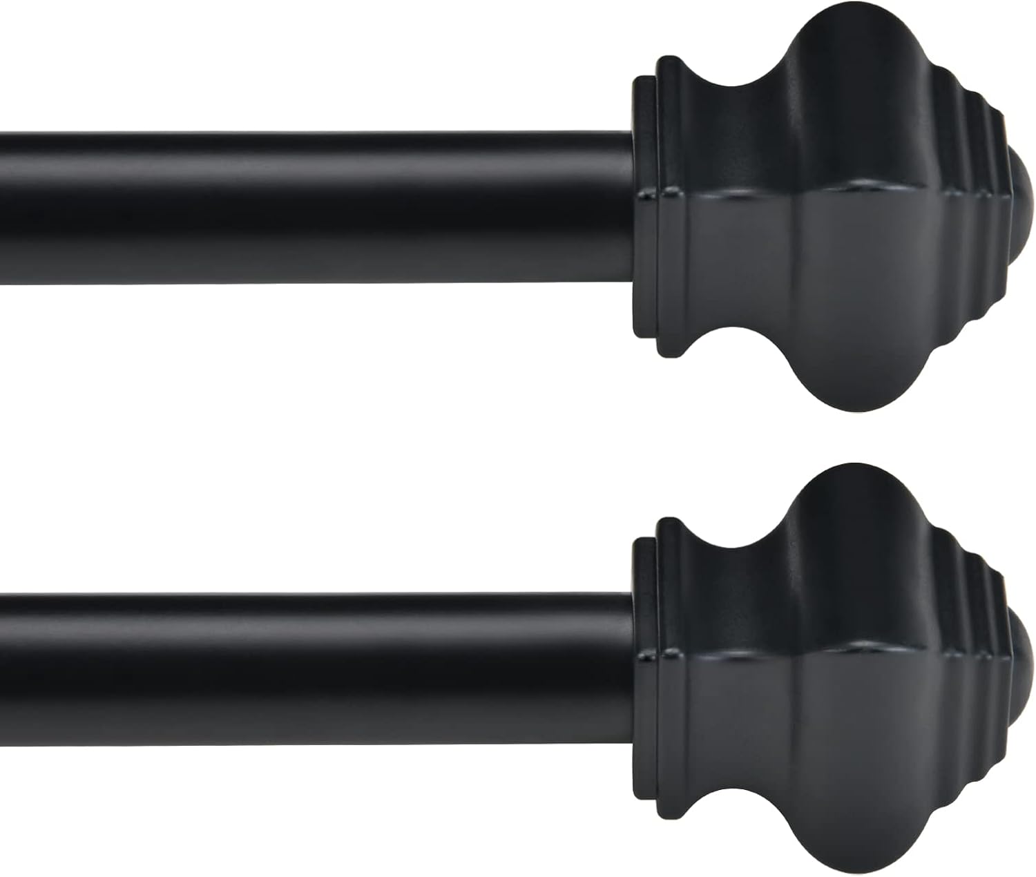 Set of 2 32-48 Black Curtain Rods - Heavy Duty for Bedroom & Living Room