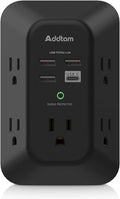 USB Wall Charger Surge Protector - 5 Outlet Extender with 4 USB Ports