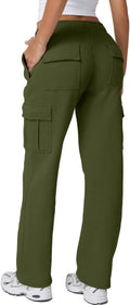 QINSEN Womens Medium Waist Baggy Fleece Sweatpants - Cozy Cargo Fit