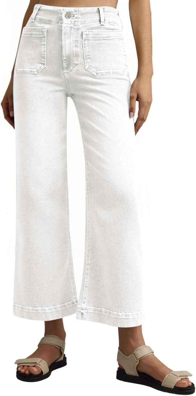 Tankaneo Wide Leg Jeans for Women - Trendy High Waisted Flare