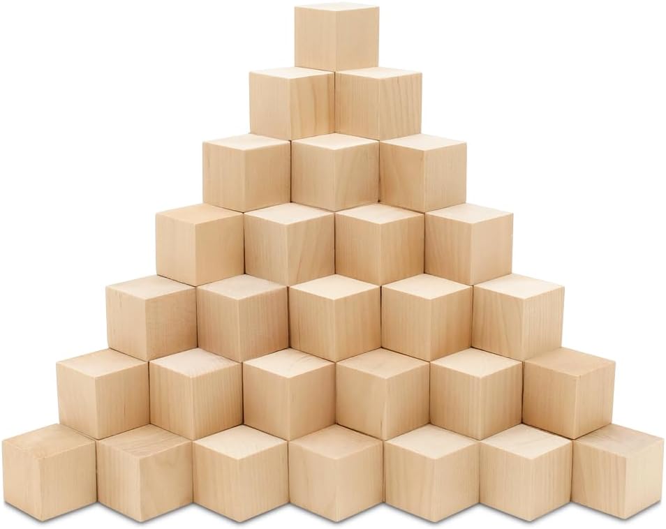 Unfinished Wooden Blocks for Crafts - 1-3/4 Inch Birch Cubes
