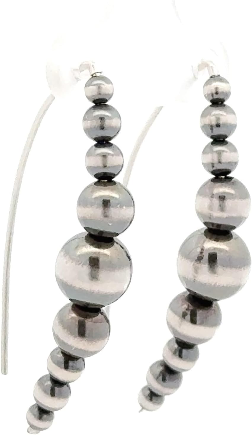 Sterling Silver Navajo Pearl Style Threader Earrings for Women