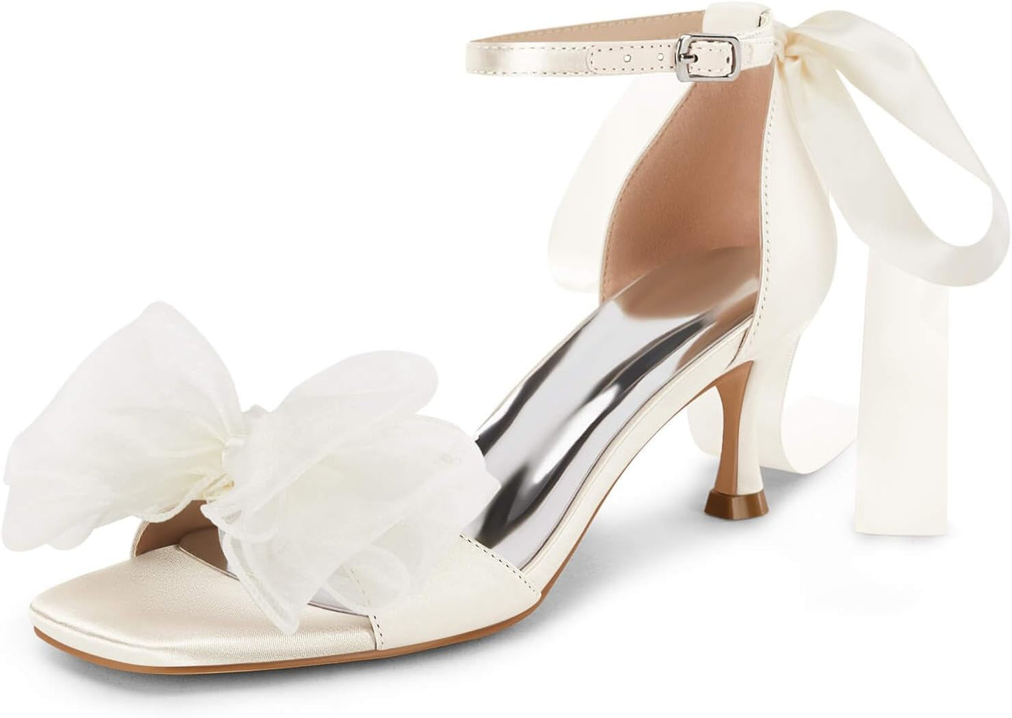 Coutgo Womens Bow Kitten Heels Sandals for Stylish Occasions
