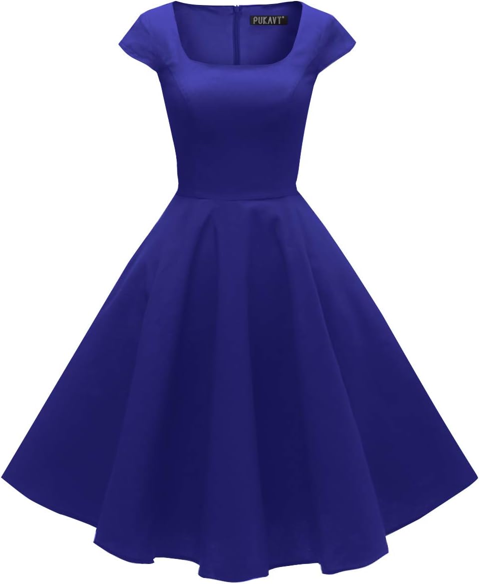 PUKAVT Women's Cocktail Party Dress with Cap Sleeves