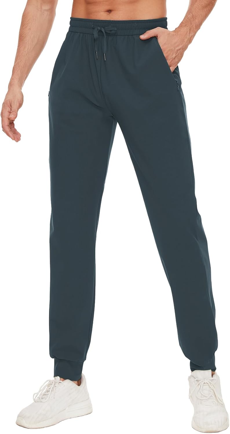 SEVEGO Men's Tall Inseam Joggers with 3 Zipper Pockets