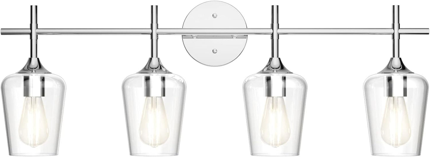 Ralbay Chrome Bathroom Vanity Light - 4 Light Industrial Style