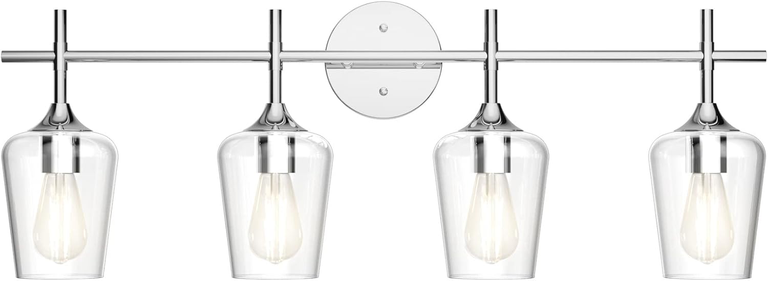 Ralbay Chrome Bathroom Vanity Light - 4 Light Industrial Style