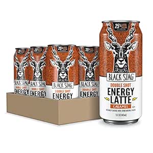 Black Stag Double Shot Energy Latte - Caramel Flavor, 12 Pack