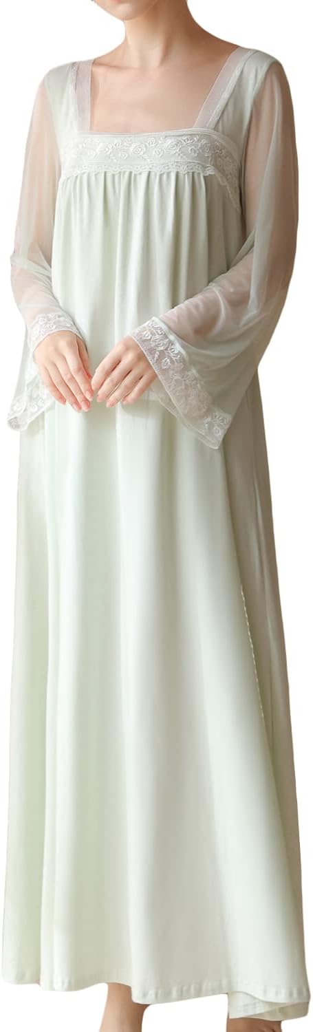 Victorian Nightgown Long Sleeve Vintage Night Shirt for Women
