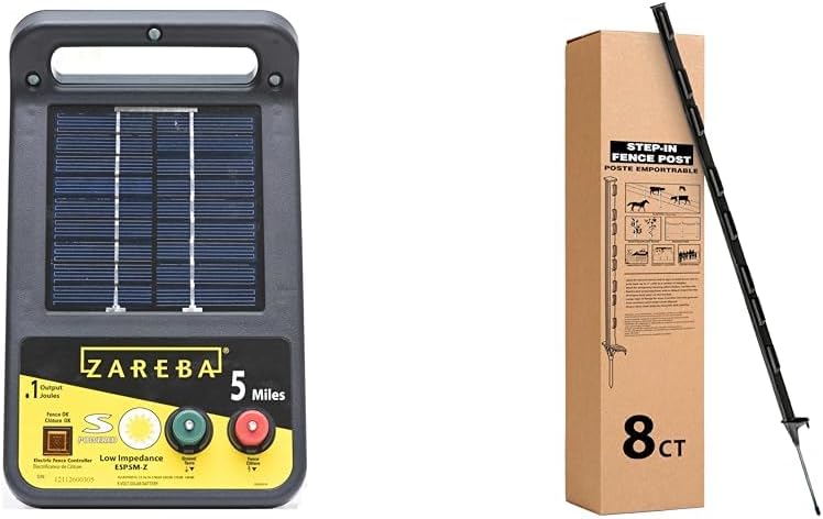 Zareba Solar Powered Electric Fence Charger and Step-in Posts