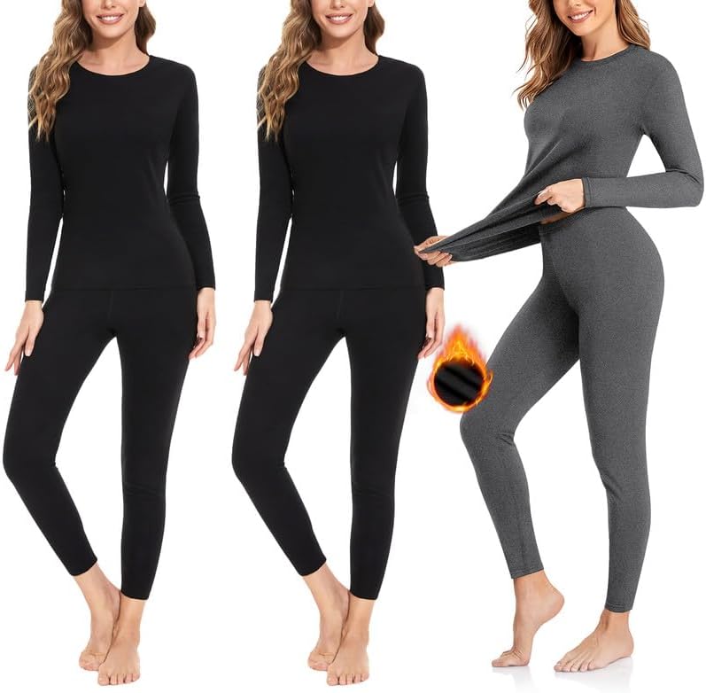 SIMIYA Thermal Underwear Set for Women Long Johns Fleece Lined