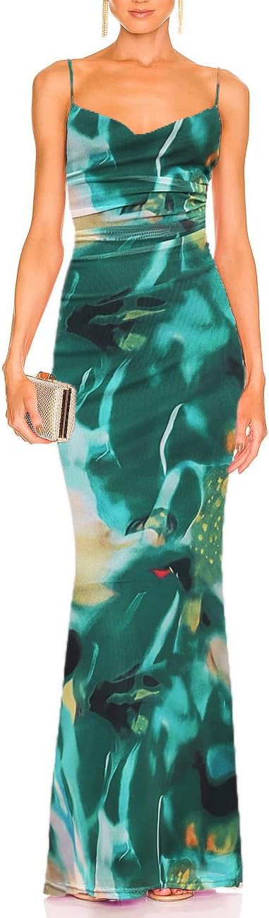 Aigeman Women Spaghetti Straps Mermaid Evening Gown for Events