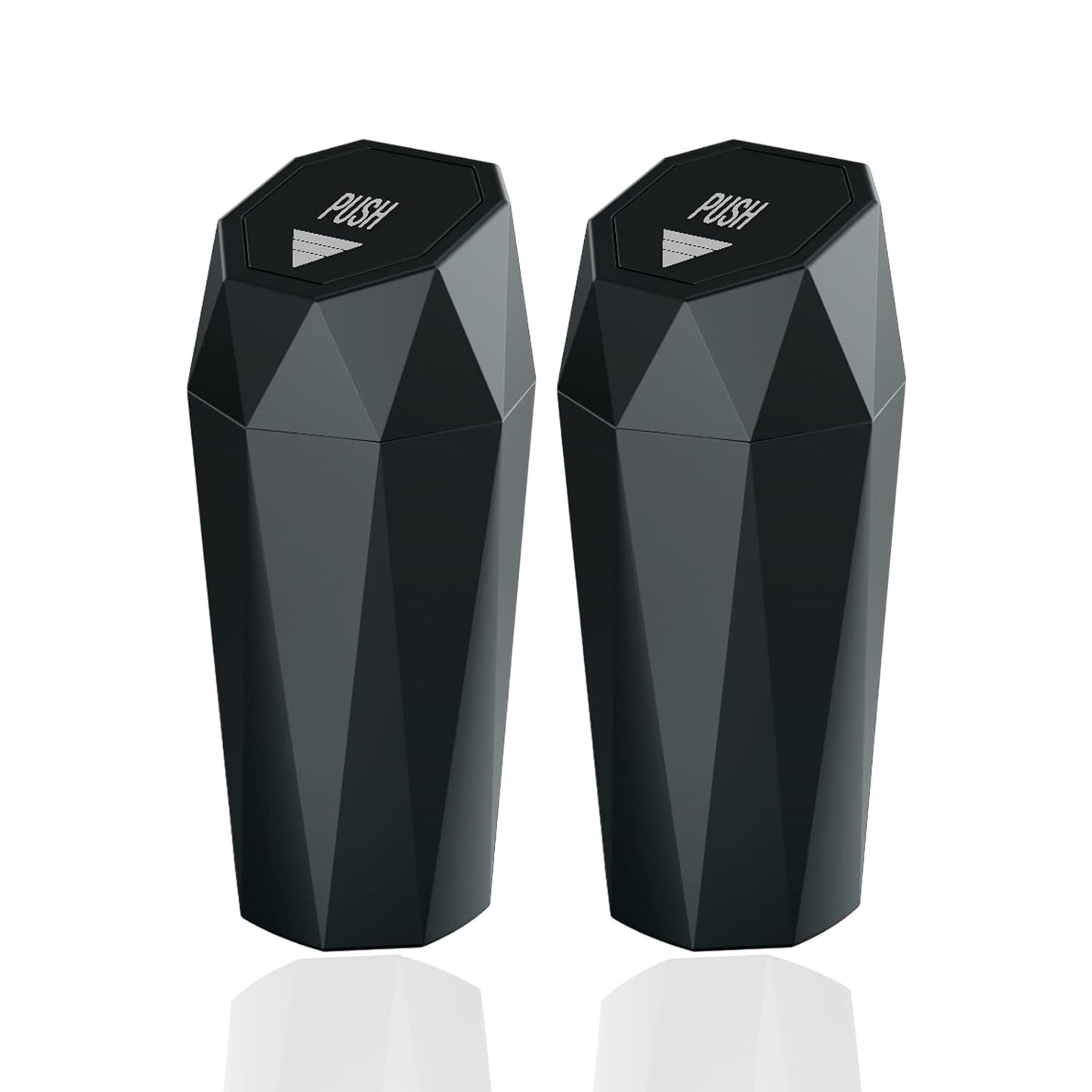 Portable Mini Car Trash Can - Diamond Design with Lid