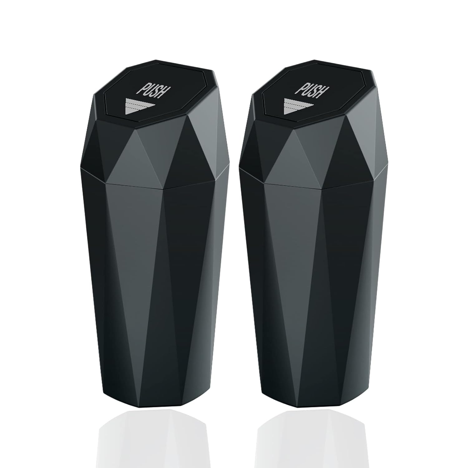 Portable Mini Car Trash Can - Diamond Design with Lid